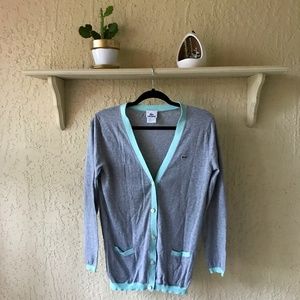 LACOSTE Grey & Turquoise Cardigan